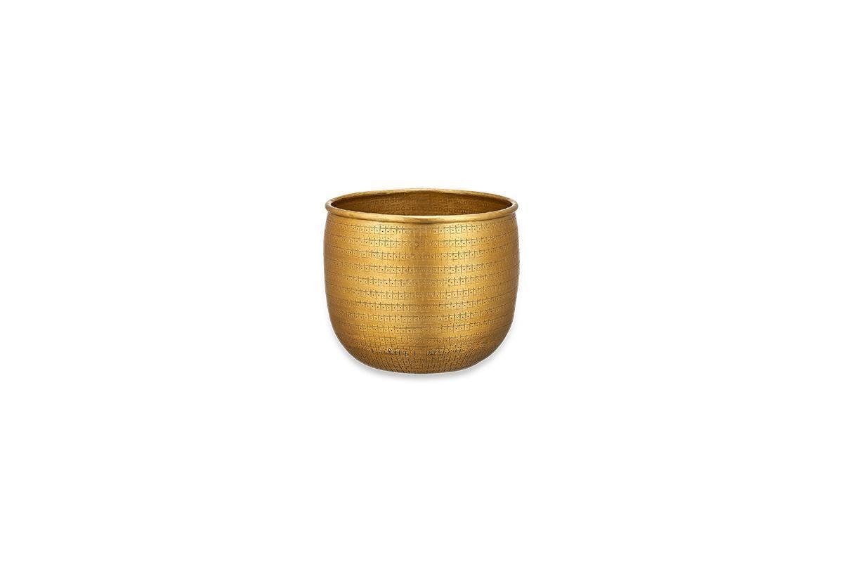Nkuku Tembesi Etched Planter – Antique Brass